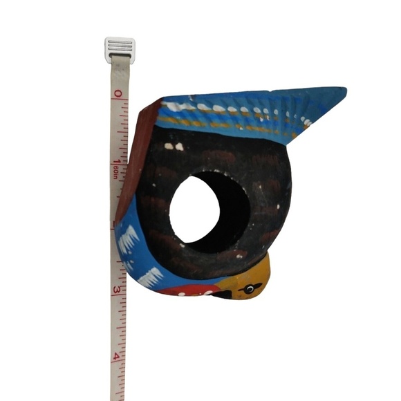 Set Of 6 Vintage 70s Hand painted Wooden Turkey Birds Napkin Ring Holders - Picture 8 of 12